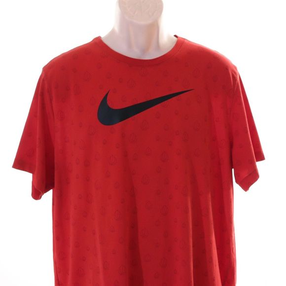 The Nike Tee Men's Raindrop Basketball T-Shirt XL Dri-Fit Red Black Crew Ncck - Picture 2 of 9